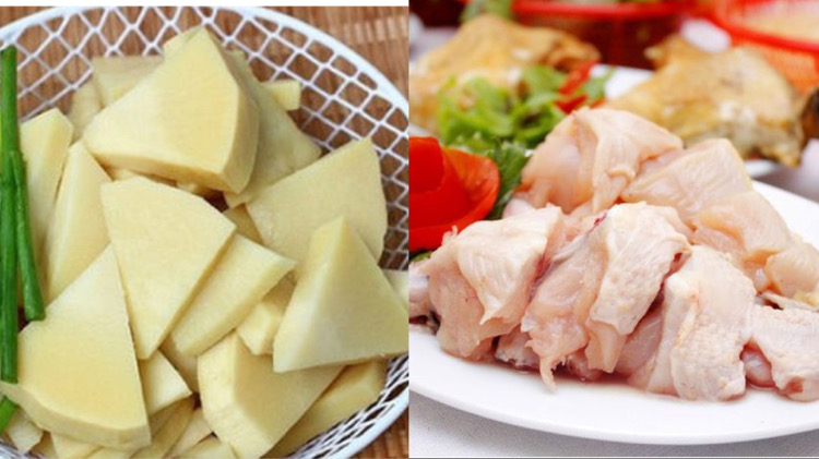 sơ chế lẩu gà măng tươi