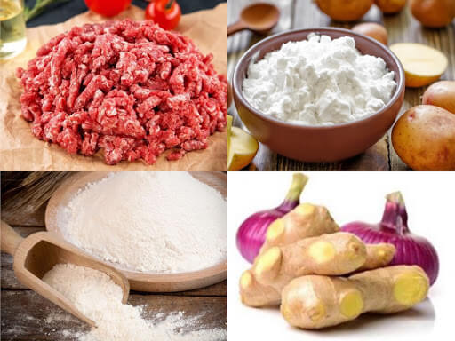 nguyên liệu món ăn bò viên