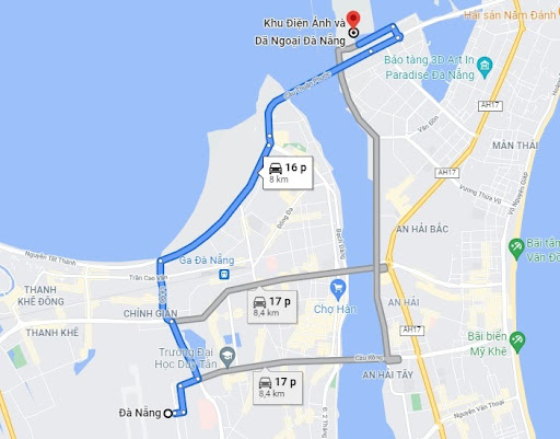 Khoảng cách từ trung tâm thành phố Đà Nẵng đến Thuận Phước Field mất từ 15 - 20p đi xe